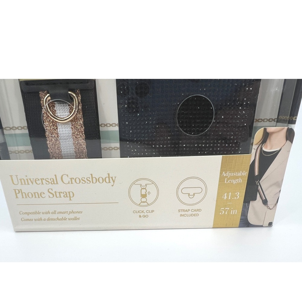 House of Harlow 1960 Universal Crossbody Phone Strap w/ Wallet Black Gold NWT - Picture 4 of 6